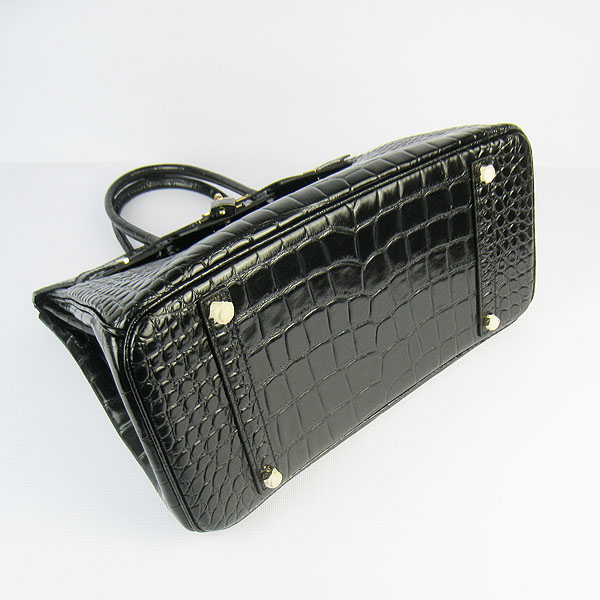 High Quality Fake Hermes Birkin 35CM Max Crocodile Veins Leather Bag Black 6089 - Click Image to Close